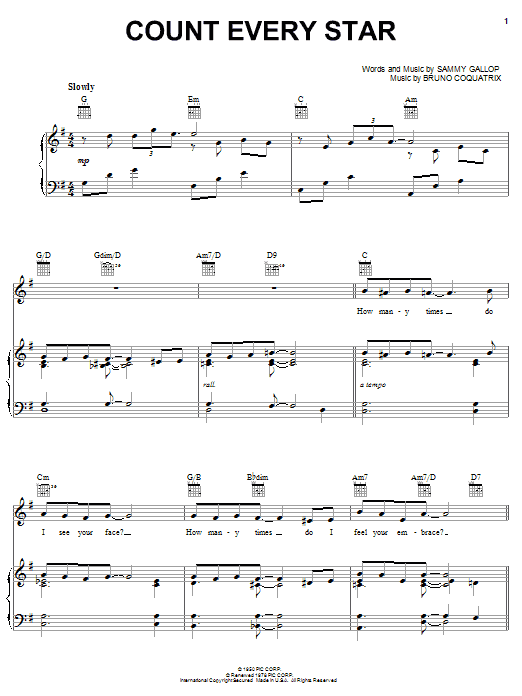 Sonny Stitt Count Every Star sheet music notes and chords arranged for Piano, Vocal & Guitar Chords (Right-Hand Melody)