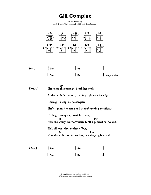 Sons And Daughters Gilt Complex sheet music notes and chords arranged for Guitar Chords/Lyrics