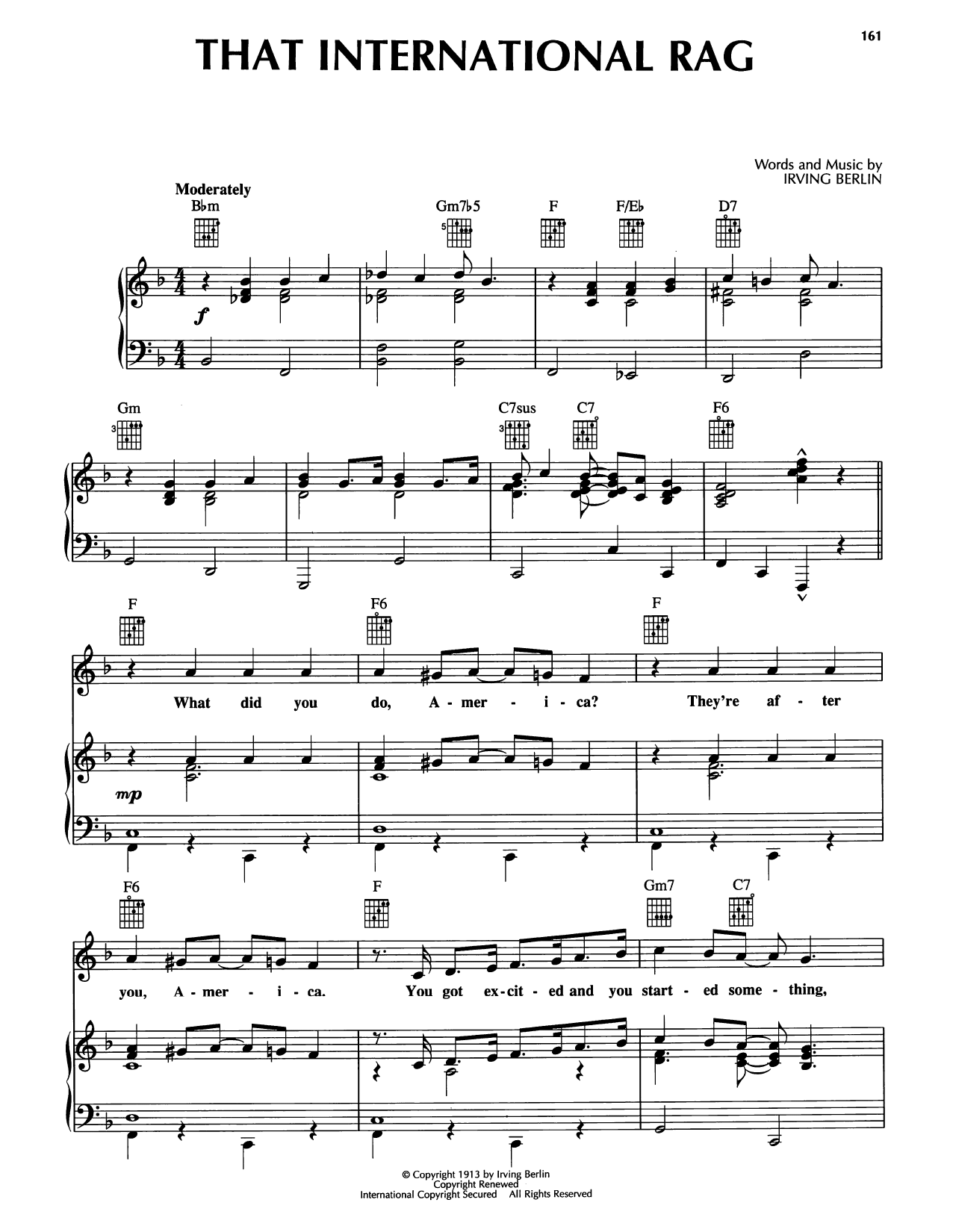 Sophie Tucker That International Rag sheet music notes and chords arranged for Piano, Vocal & Guitar Chords (Right-Hand Melody)