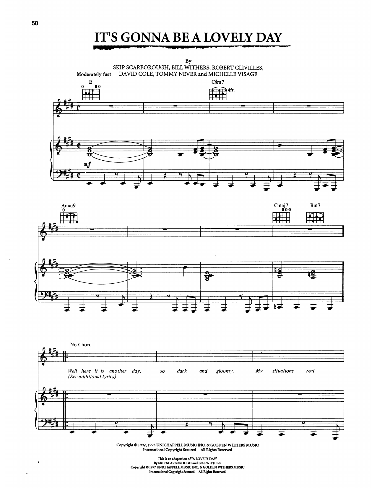 S.O.U.L. S.Y.S.T.E.M. It's Gonna Be A Lovely Day (from The Bodyguard) sheet music notes and chords arranged for Piano, Vocal & Guitar Chords (Right-Hand Melody)