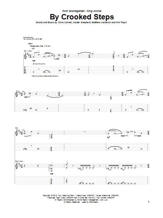 Soundgarden By Crooked Steps sheet music notes and chords arranged for Guitar Tab