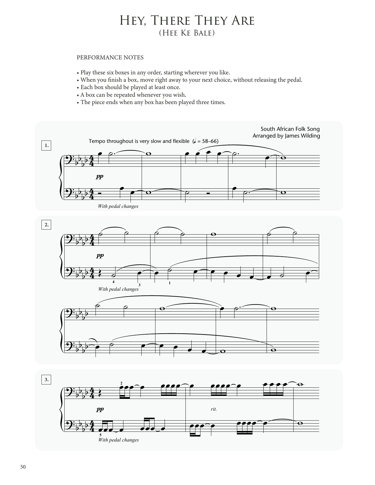 South African folk song Hey, There They Are (Hee Ke Bale) (arr. James Wilding) sheet music notes and chords arranged for Educational Piano