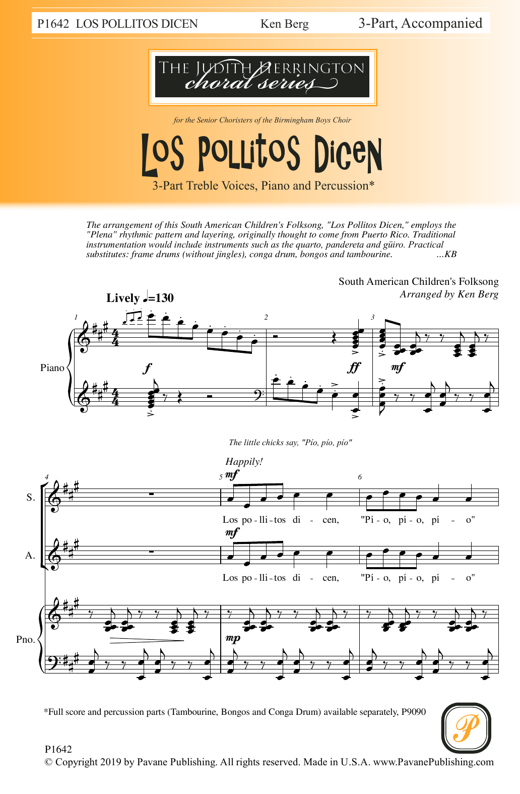 South American Children's Folksong Los Pollitos Dicen (Ken Berg) sheet music notes and chords arranged for Choir