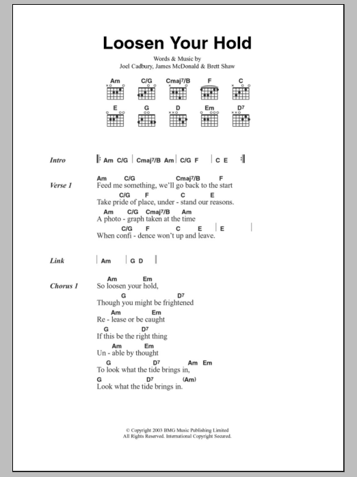 South Loosen Your Hold sheet music notes and chords arranged for Guitar Chords/Lyrics