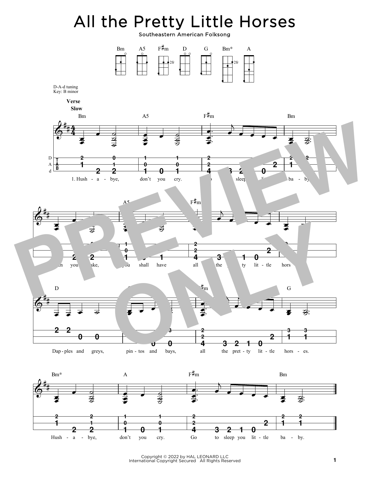 Southeastern American Folksong All The Pretty Little Horses (arr. Steven B. Eulberg) sheet music notes and chords arranged for Dulcimer