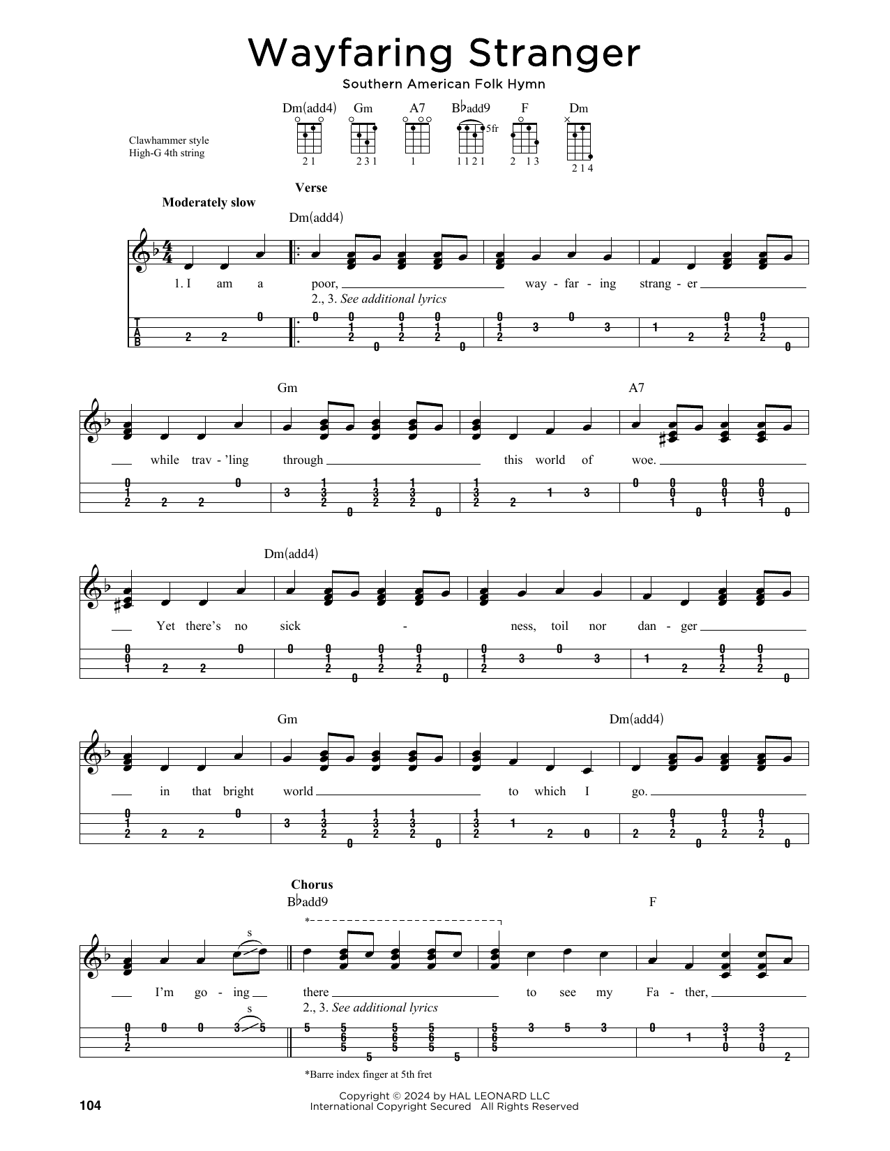 Southern American Folk Hymn Wayfaring Stranger (arr. Jim Schustedt) sheet music notes and chords arranged for Ukulele