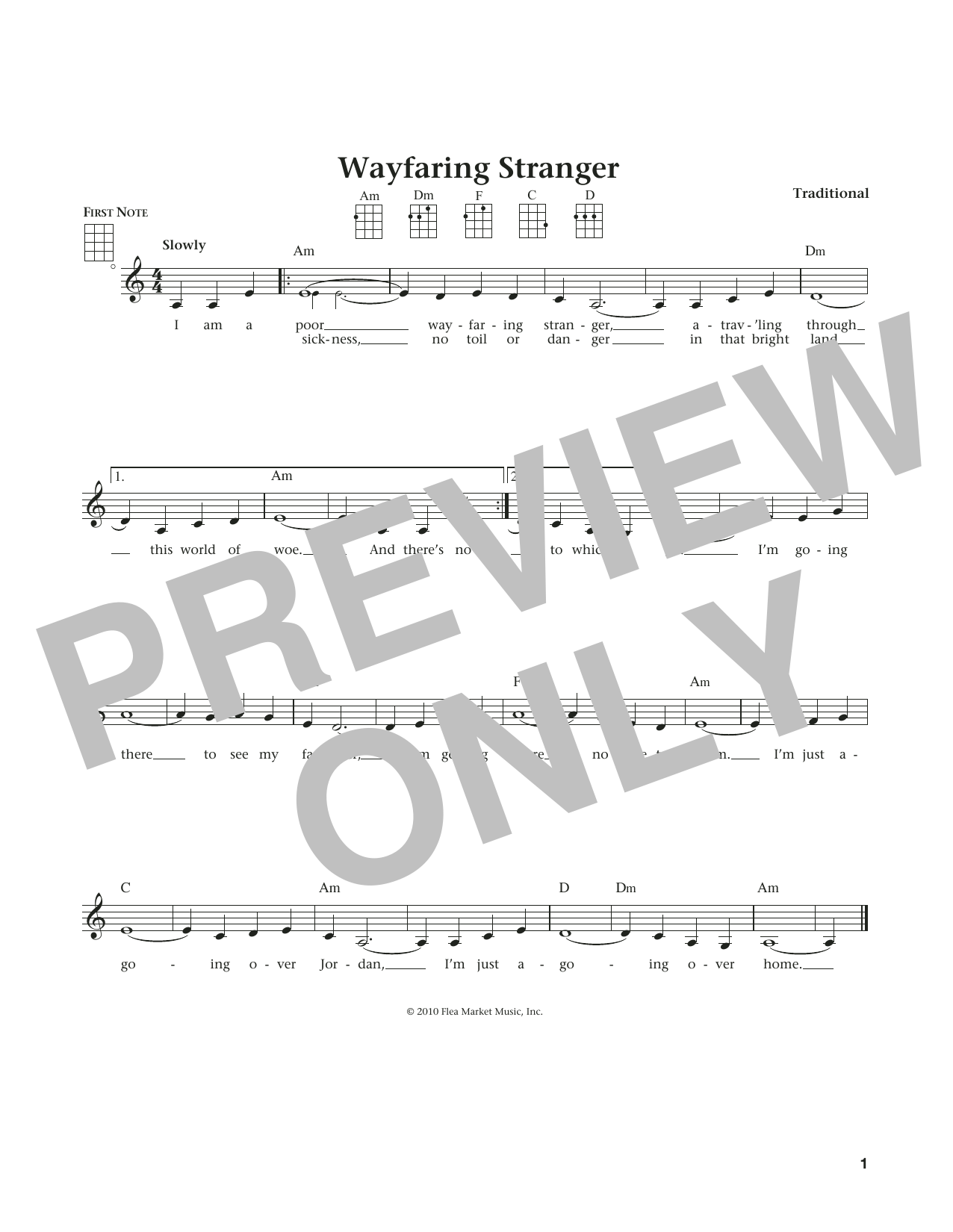 Southern American Folk Hymn Wayfaring Stranger (from The Daily Ukulele) (arr. Liz and Jim Beloff) sheet music notes and chords arranged for Ukulele