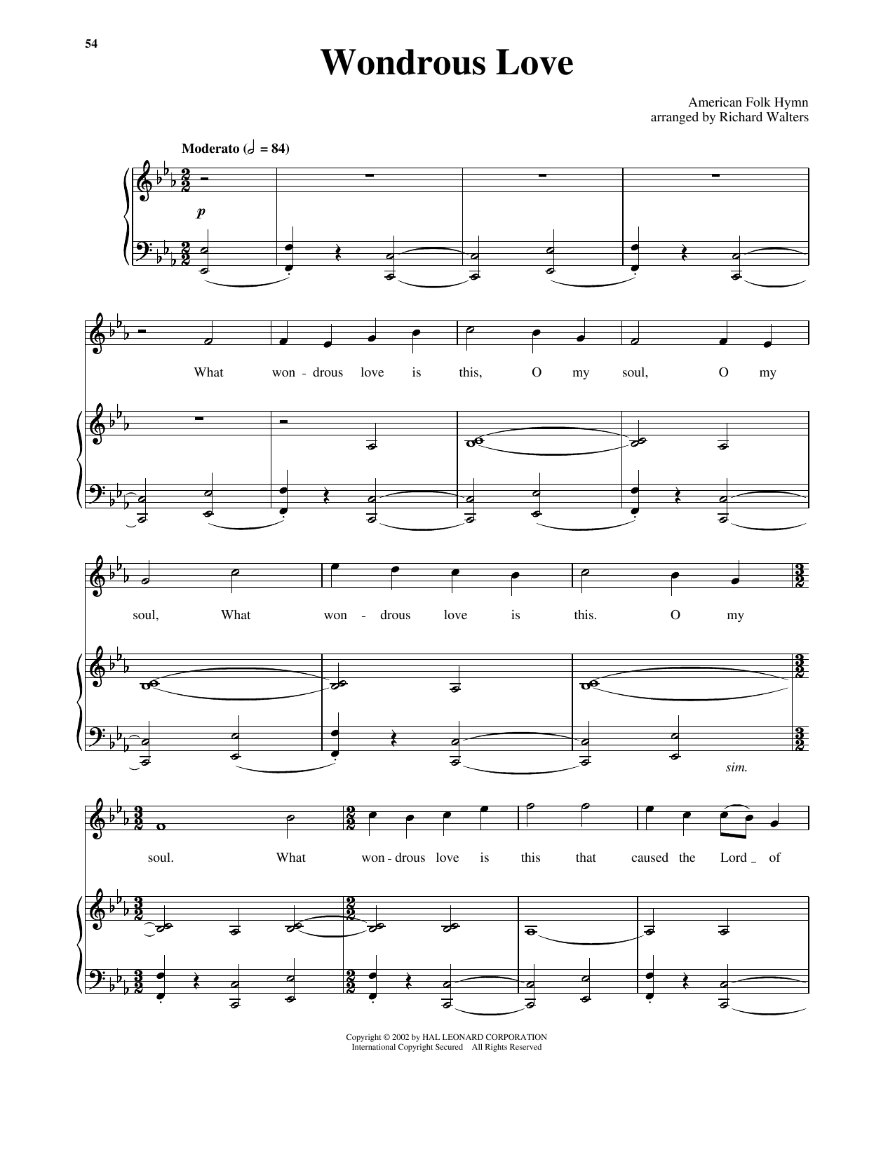 Southern American Folk Hymn Wondrous Love (arr. Stanley & Walters) sheet music notes and chords arranged for Vocal Duet