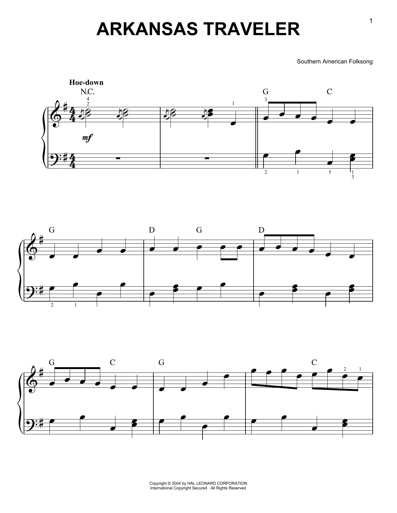 Southern American Folksong Arkansas Traveler sheet music notes and chords arranged for Real Book – Melody, Lyrics & Chords