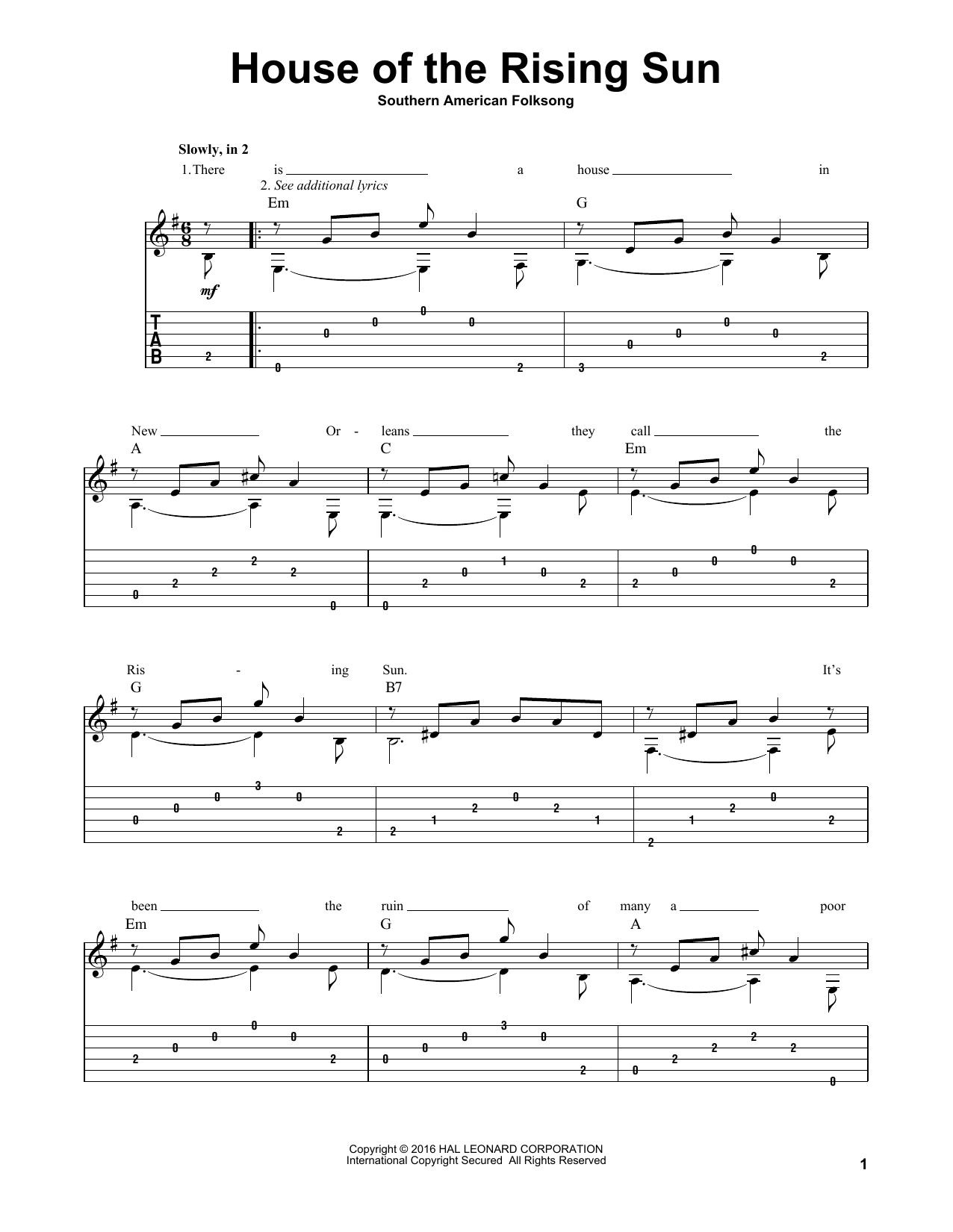 Mark Phillips House Of The Rising Sun sheet music notes and chords arranged for Solo Guitar