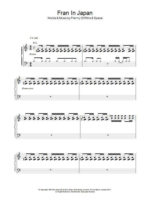 Space Fran In Japan sheet music notes and chords arranged for Piano, Vocal & Guitar Chords
