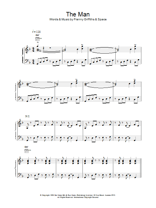 Space The Man sheet music notes and chords arranged for Piano, Vocal & Guitar Chords