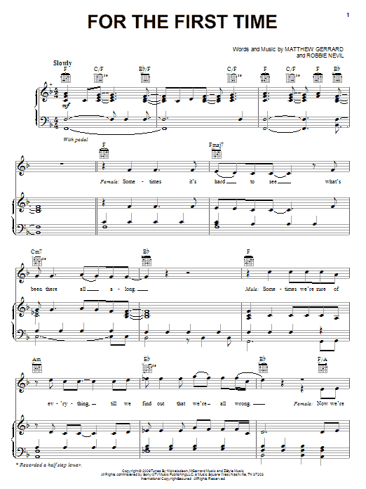 Spectacular! (Movie) For The First Time sheet music notes and chords arranged for Piano, Vocal & Guitar Chords (Right-Hand Melody)