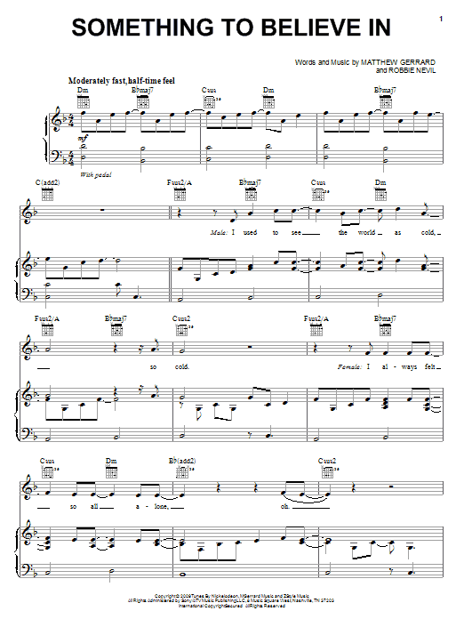 Spectacular! (Movie) Something To Believe In sheet music notes and chords arranged for Piano, Vocal & Guitar Chords (Right-Hand Melody)