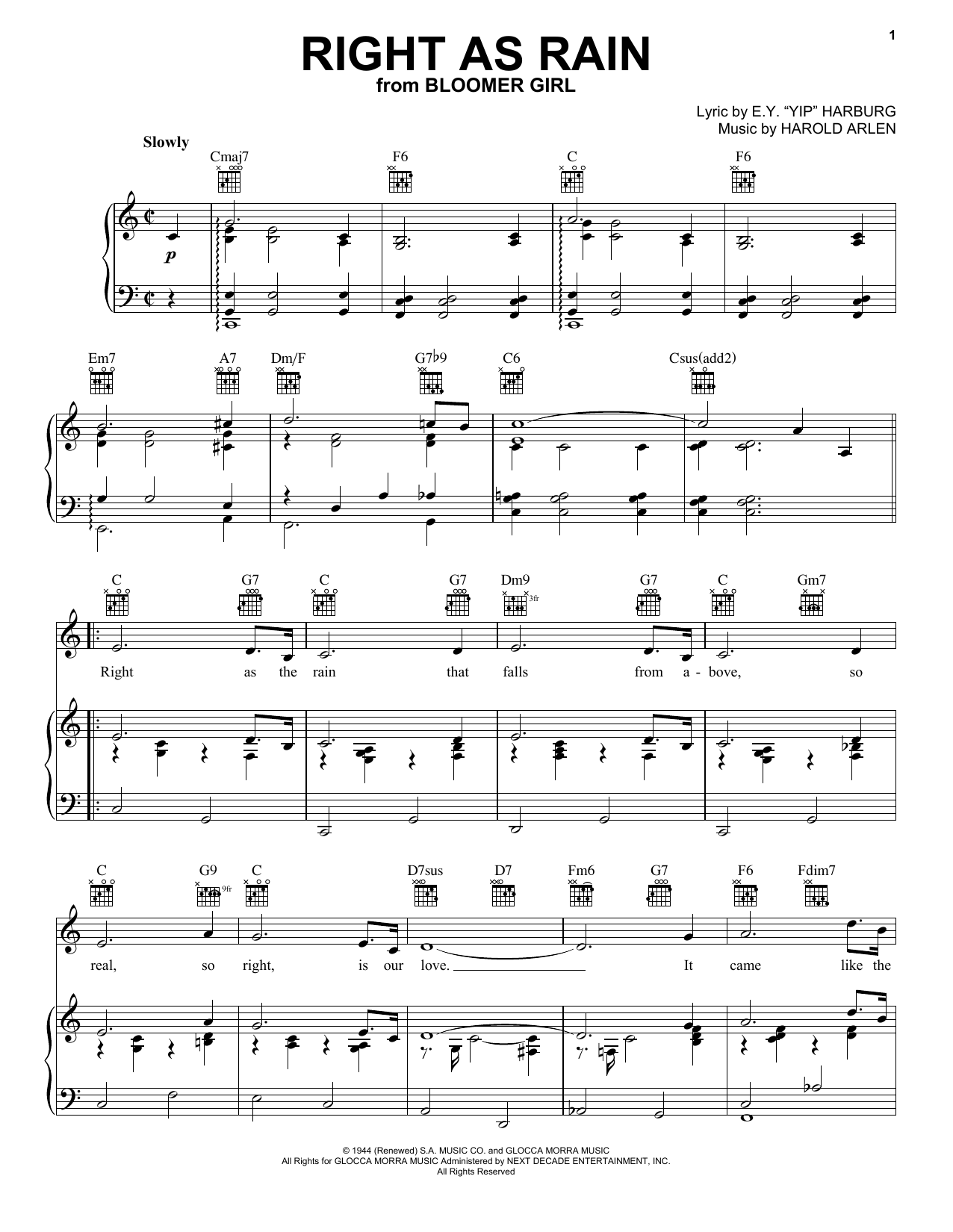 Spike Robinson Right As Rain sheet music notes and chords arranged for Piano, Vocal & Guitar Chords (Right-Hand Melody)