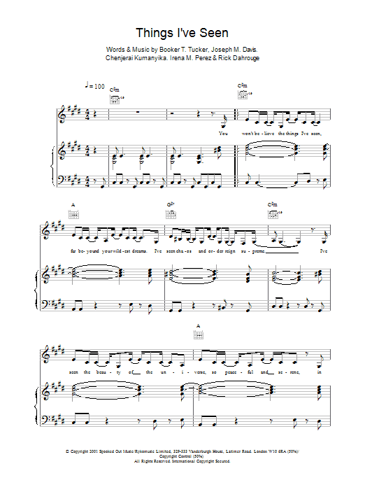 Spooks Things I've Seen sheet music notes and chords arranged for Piano, Vocal & Guitar Chords