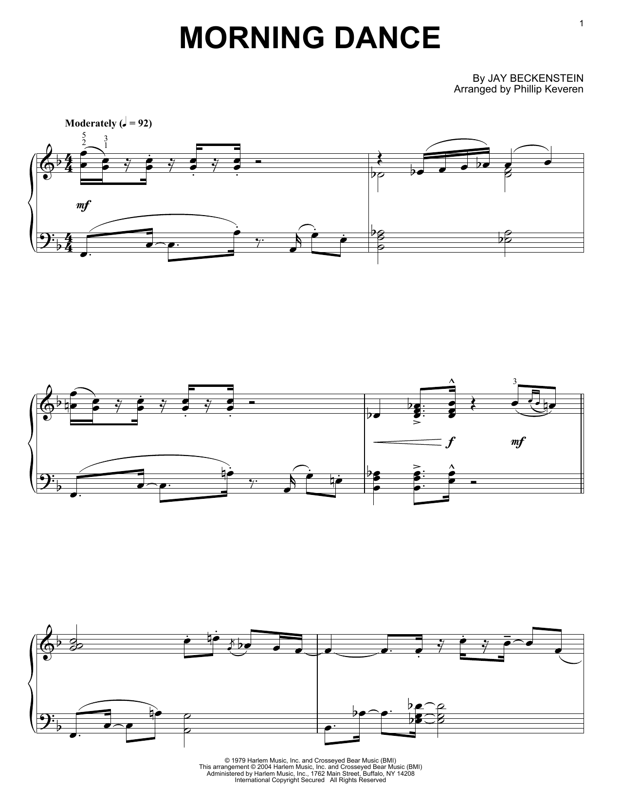 Spyro Gyra Morning Dance (arr. Phillip Keveren) sheet music notes and chords arranged for Piano Solo
