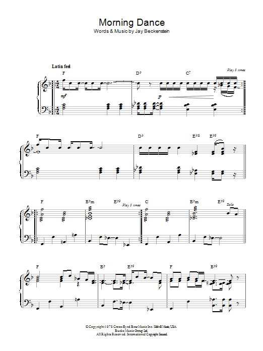 Spyro Gyra Morning Dance sheet music notes and chords arranged for Vibraphone Solo