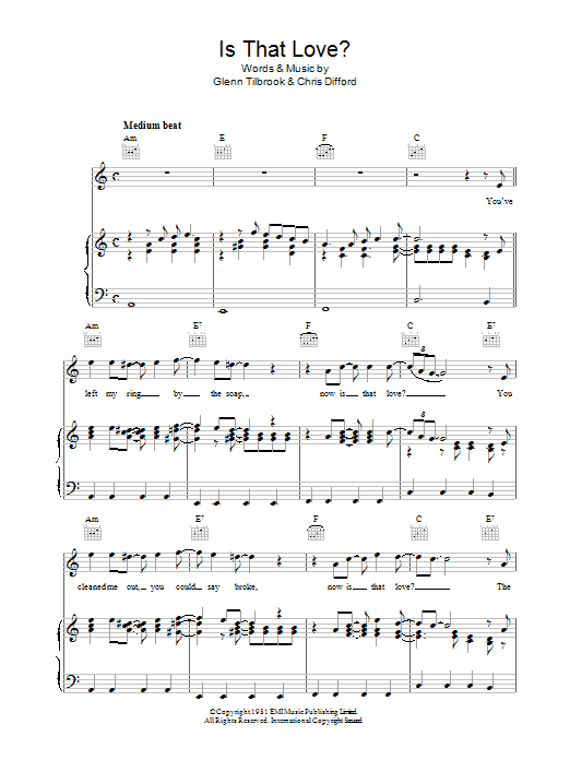 Squeeze Is That Love sheet music notes and chords arranged for Piano, Vocal & Guitar Chords
