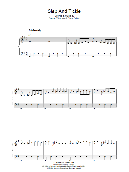 Squeeze Slap And Tickle sheet music notes and chords arranged for Piano, Vocal & Guitar Chords