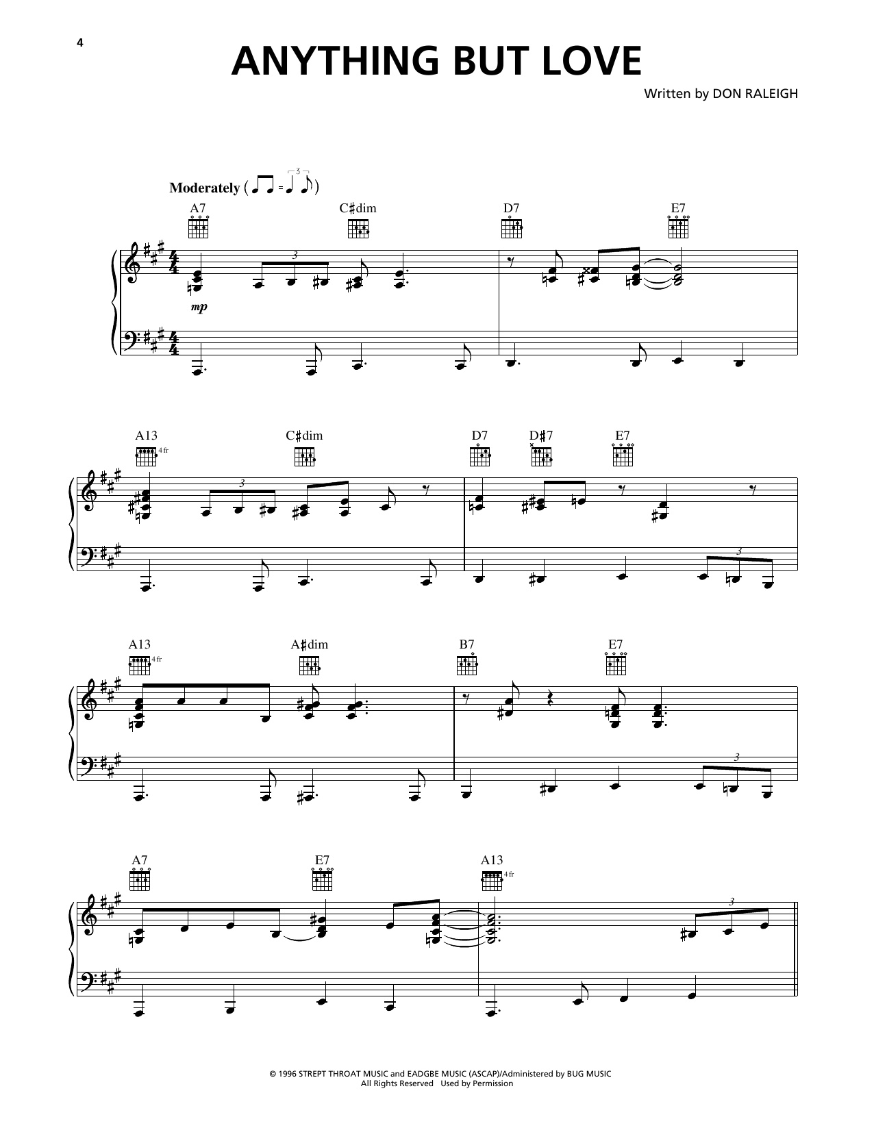 Squirrel Nut Zippers Anything But Love sheet music notes and chords arranged for Piano, Vocal & Guitar Chords (Right-Hand Melody)