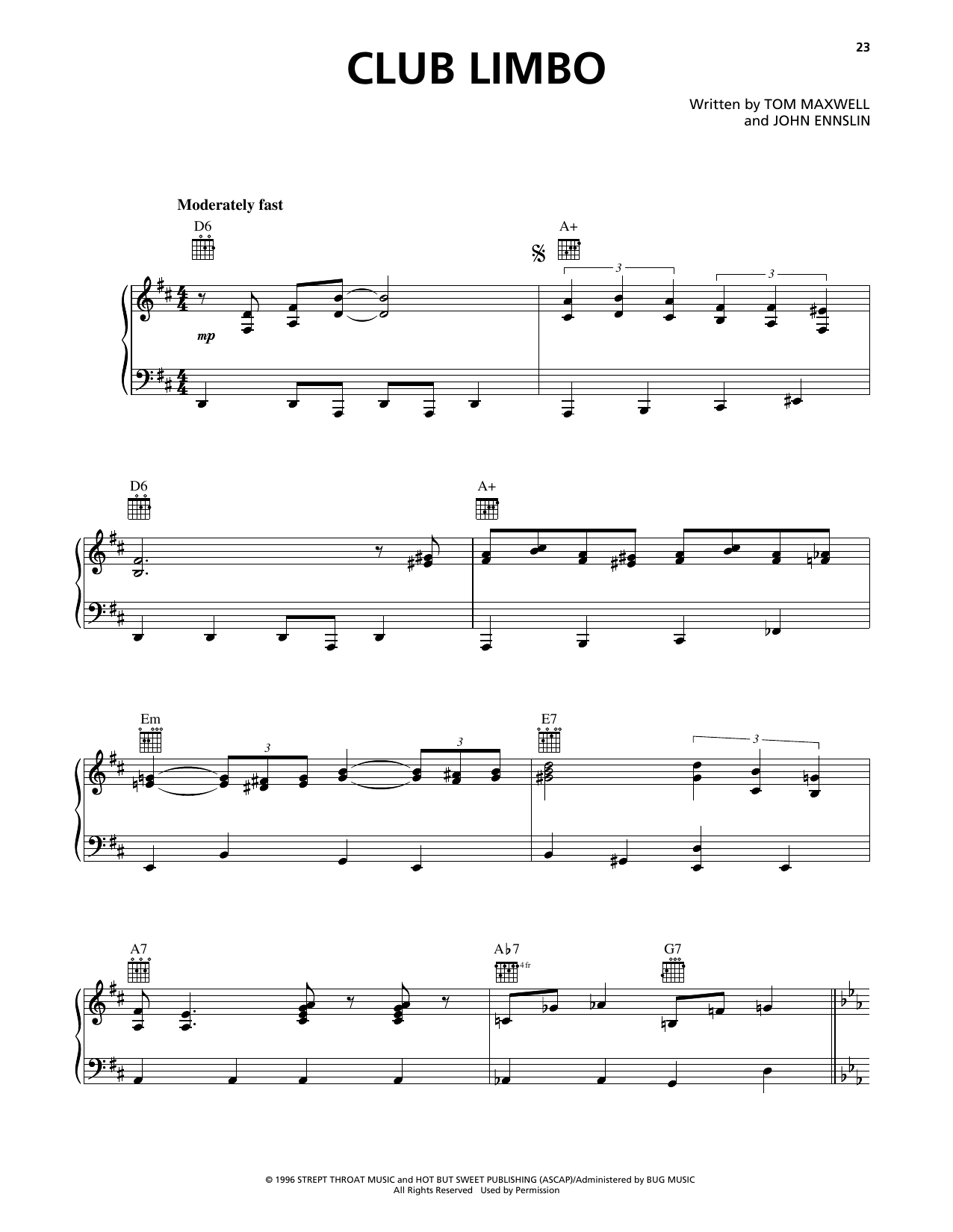 Squirrel Nut Zippers Club Limbo sheet music notes and chords arranged for Piano, Vocal & Guitar Chords (Right-Hand Melody)