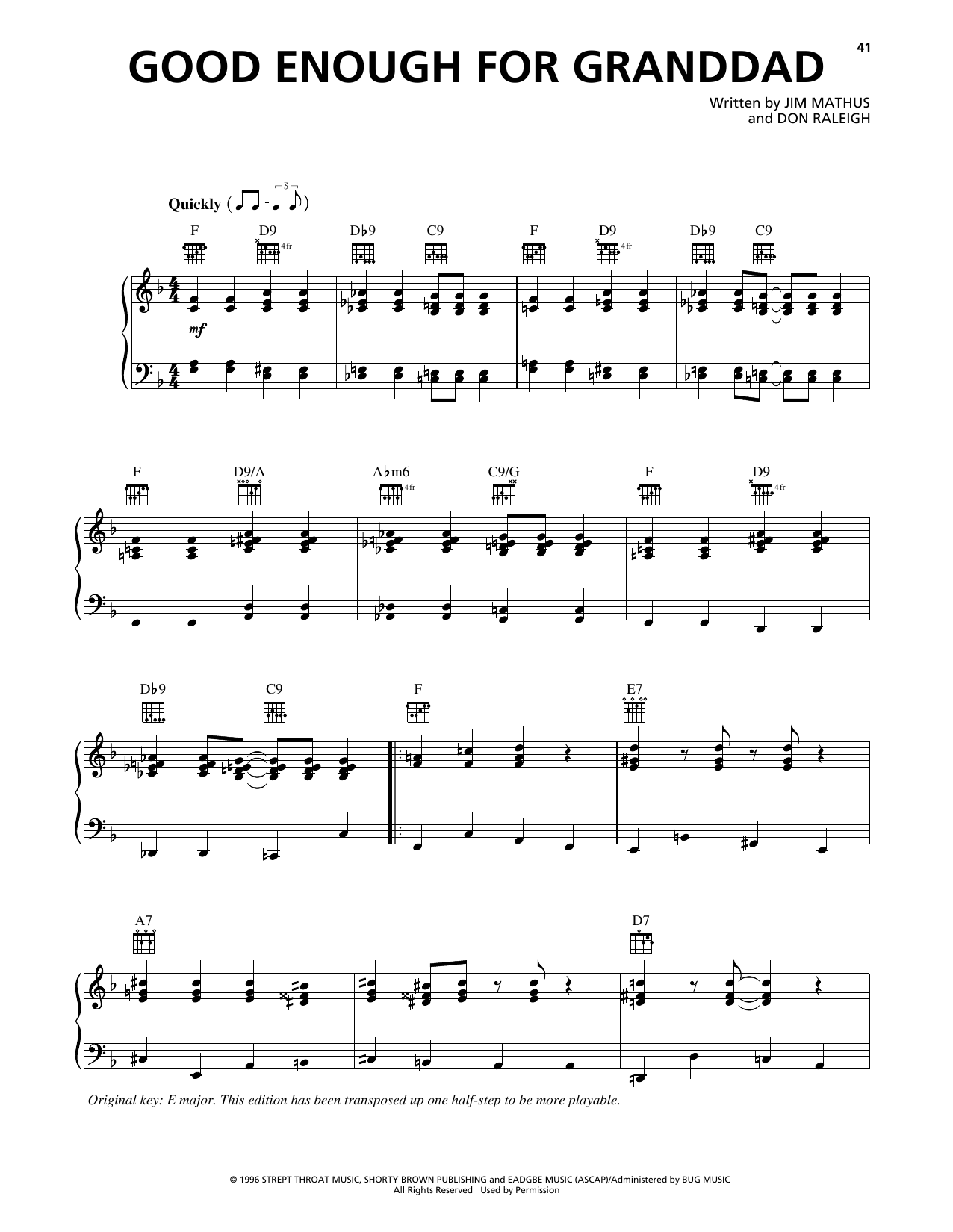 Squirrel Nut Zippers Good Enough For Granddad sheet music notes and chords arranged for Piano, Vocal & Guitar Chords (Right-Hand Melody)