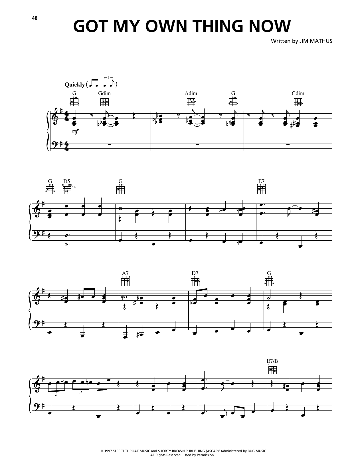 Squirrel Nut Zippers Got My Own Thing Now sheet music notes and chords arranged for Piano, Vocal & Guitar Chords (Right-Hand Melody)