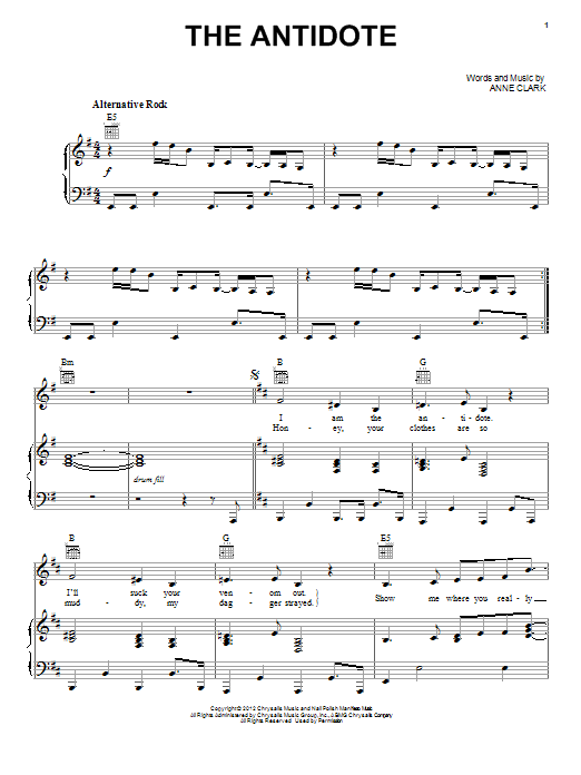 St. Vincent The Antidote sheet music notes and chords arranged for Piano, Vocal & Guitar Chords (Right-Hand Melody)