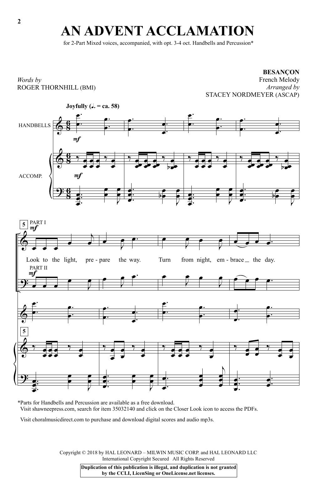 Stacey Nordmeyer An Advent Acclamation sheet music notes and chords arranged for 2-Part Choir