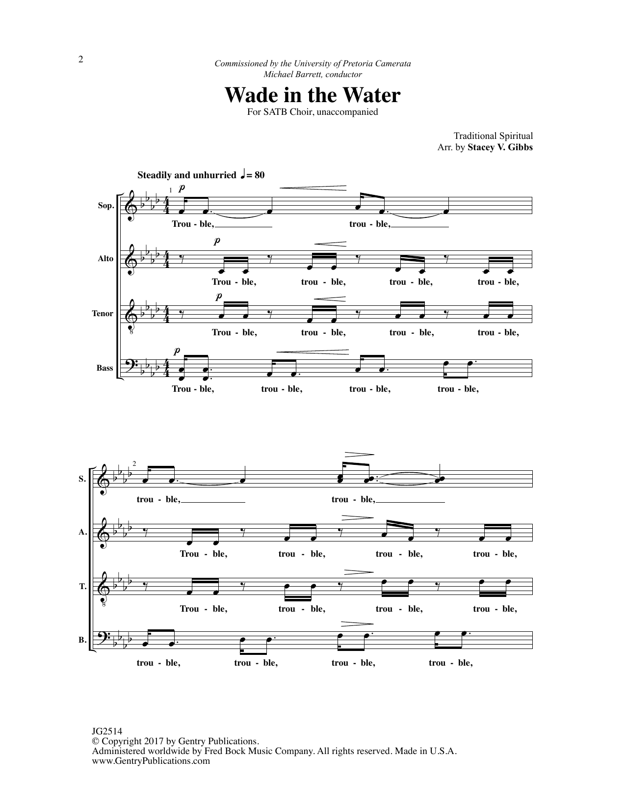 Stacey V. Gibbs Wade in the Water sheet music notes and chords arranged for SATB Choir