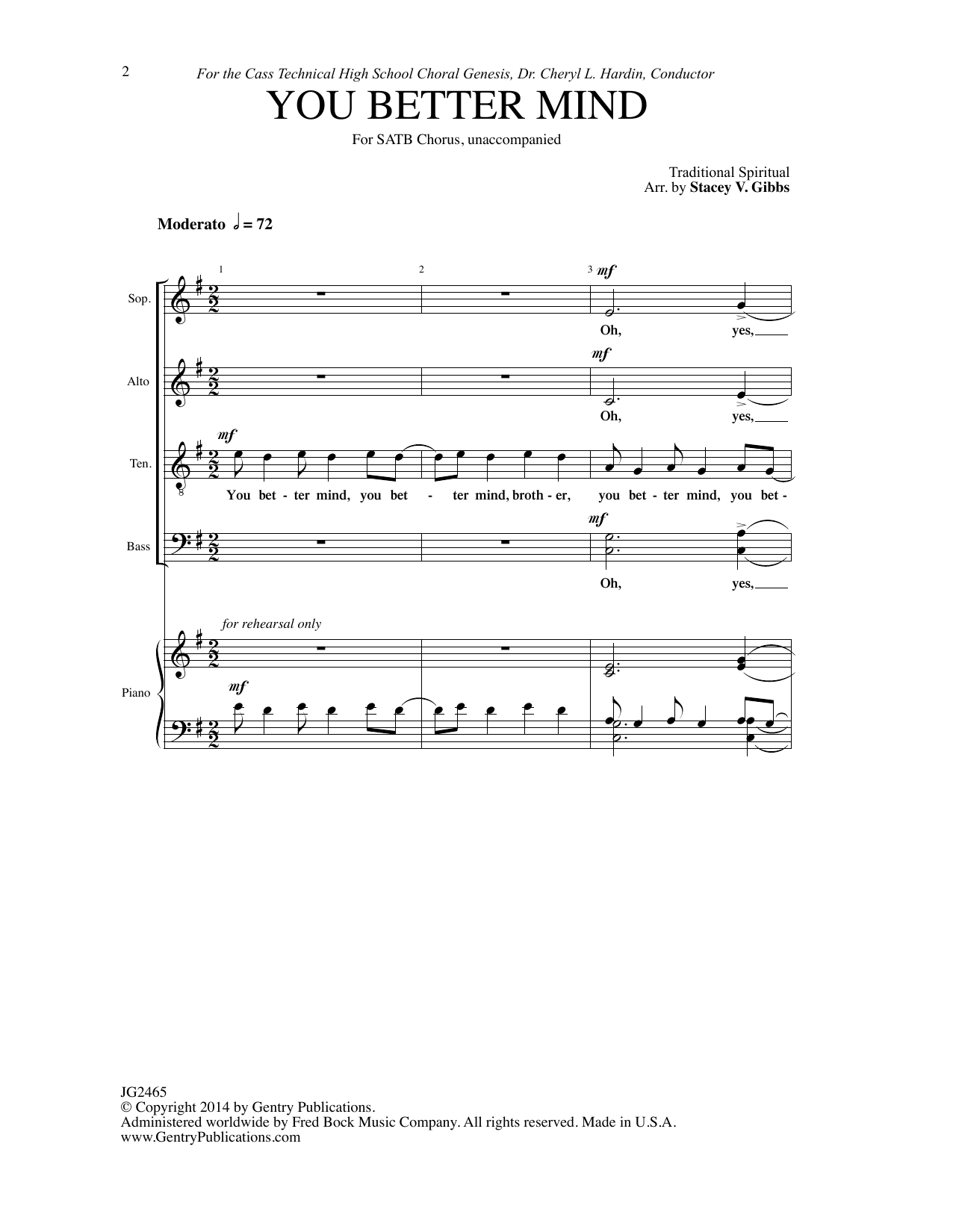 Stacey V. Gibbs You Better Mind sheet music notes and chords arranged for SATB Choir