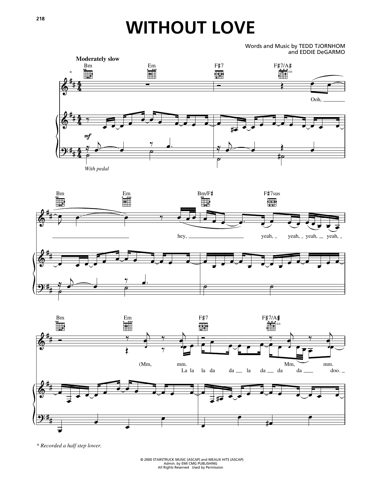 Stacie Orrico Without Love sheet music notes and chords arranged for Piano, Vocal & Guitar Chords (Right-Hand Melody)