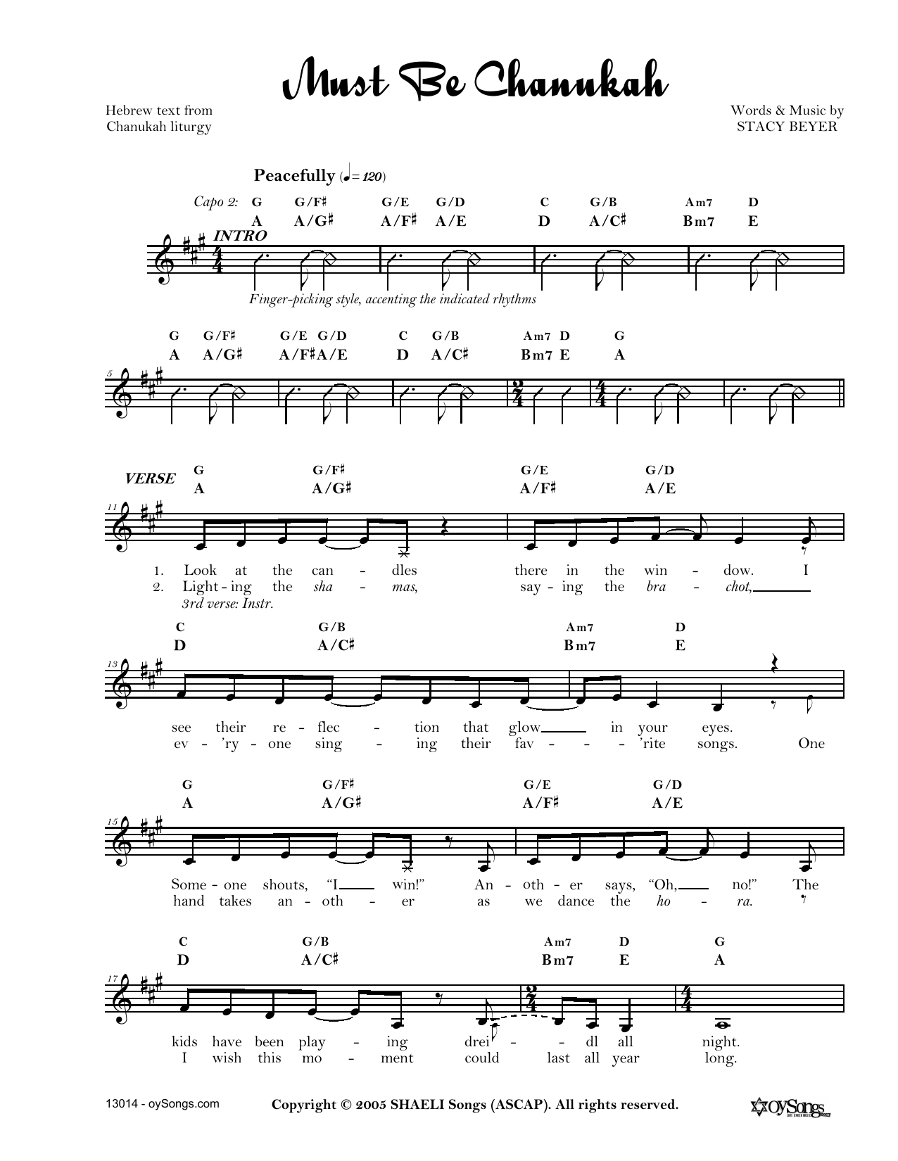 Stacy Beyer Must Be Chanukah sheet music notes and chords arranged for Lead Sheet / Fake Book