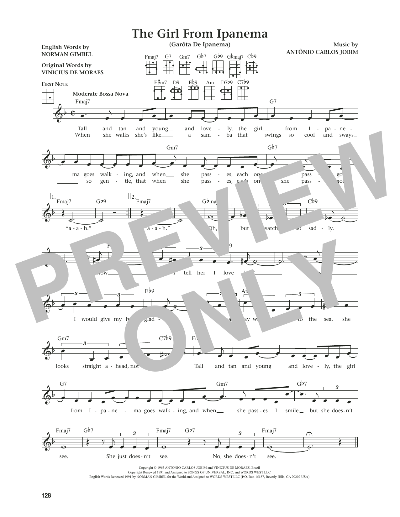 Stan Getz & Astrud Gilberto The Girl From Ipanema (Garôta De Ipanema) (from The Daily Ukulele) (arr. Jim Beloff) sheet music notes and chords arranged for Ukulele