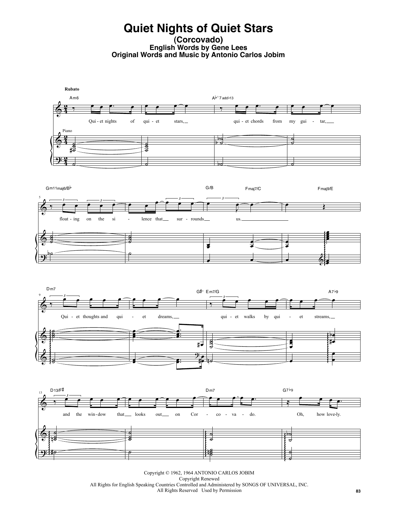 Stan Getz & João Gilberto Quiet Nights Of Quiet Stars (Corcovado) sheet music notes and chords arranged for Transcribed Score