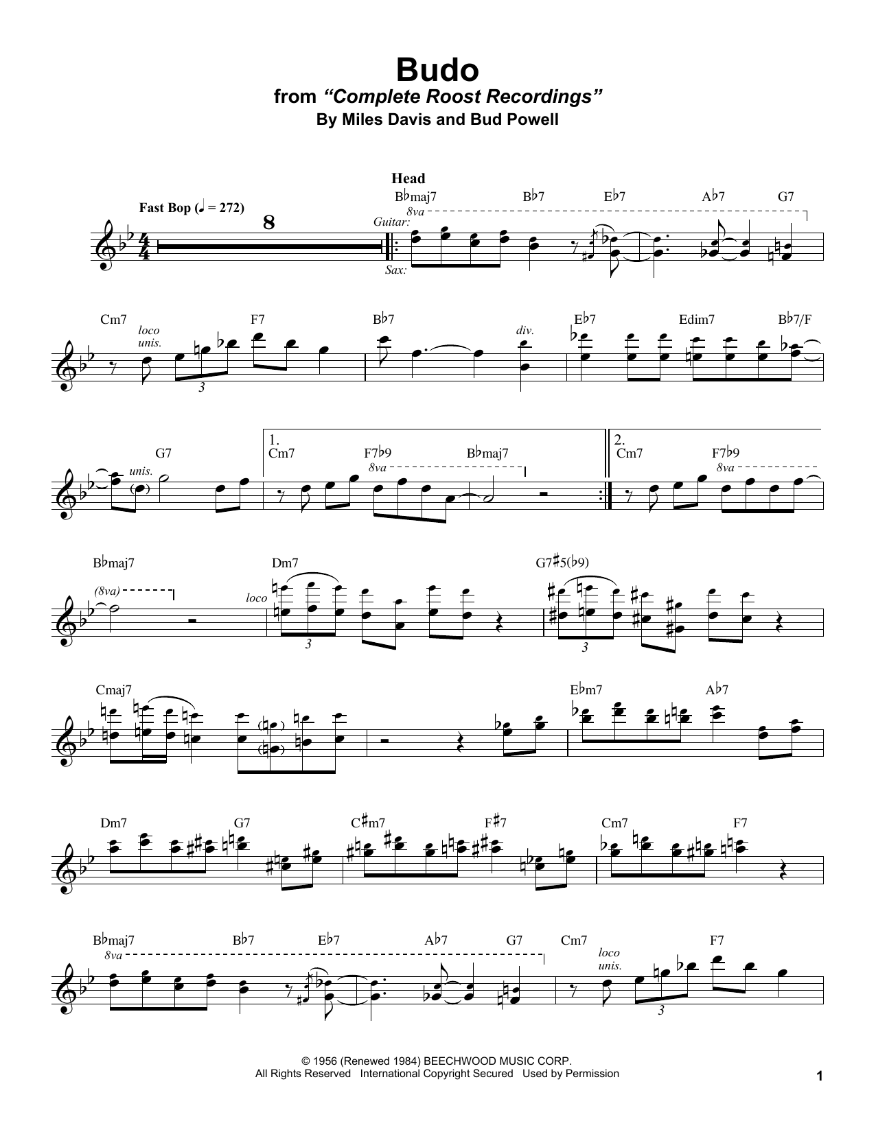 Stan Getz Budo sheet music notes and chords arranged for Alto Sax Transcription