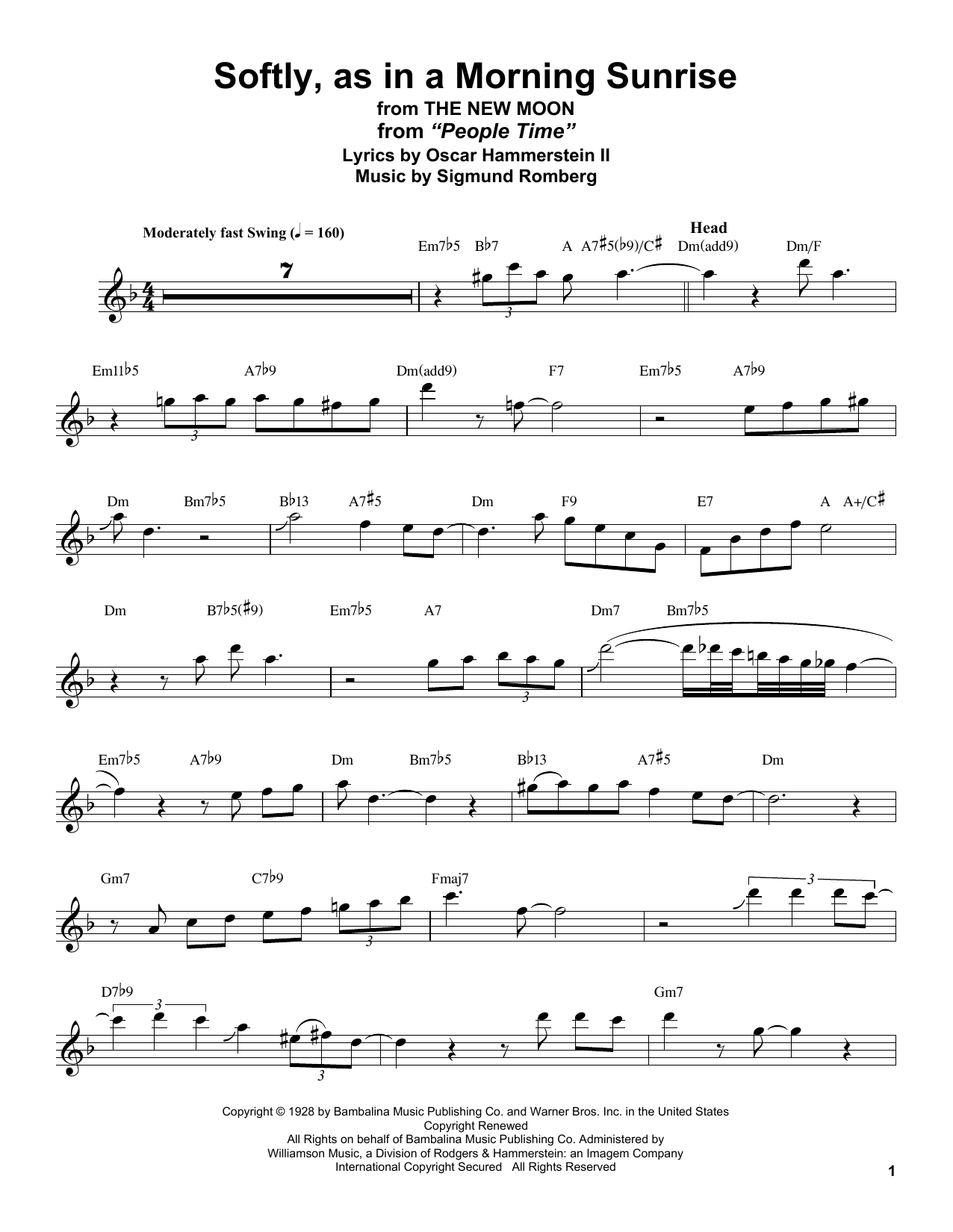 Stan Getz Softly As In A Morning Sunrise sheet music notes and chords arranged for Tenor Sax Transcription