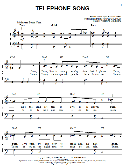 Stan Getz Telephone Song (feat. Astrud Gilberto) sheet music notes and chords arranged for Guitar Tab (Single Guitar)