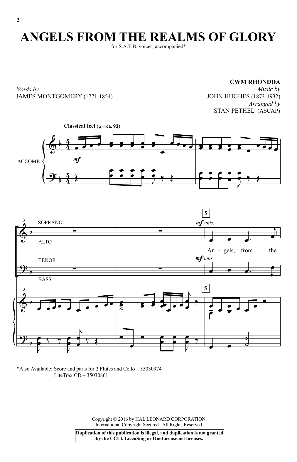 Stan Pethel Angels From The Realms Of Glory sheet music notes and chords arranged for SATB Choir