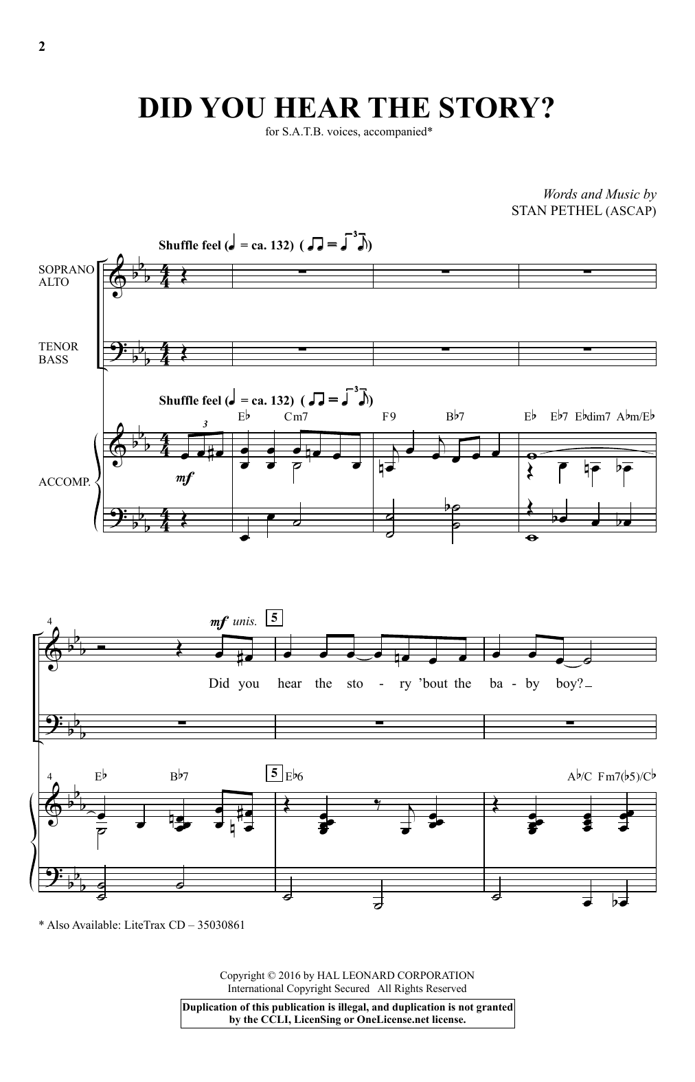 Stan Pethel Did You Hear The Story? sheet music notes and chords arranged for SATB Choir
