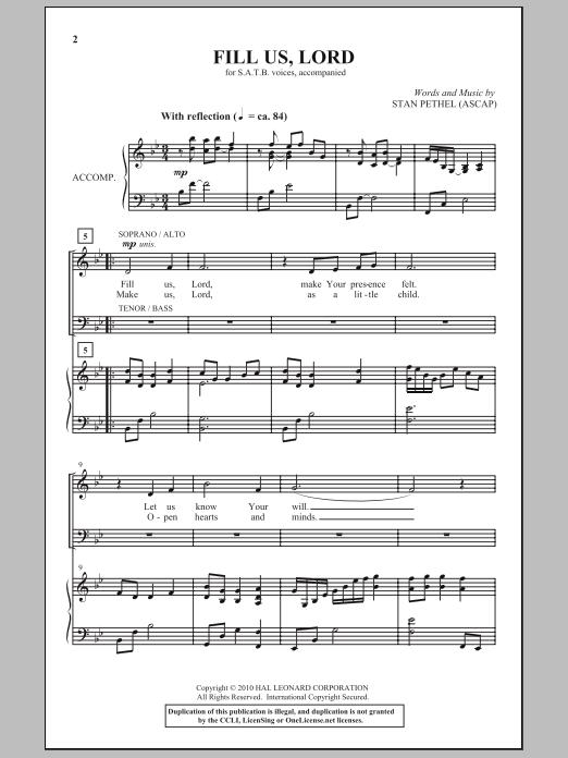 Stan Pethel Fill Us, Lord sheet music notes and chords arranged for SATB Choir