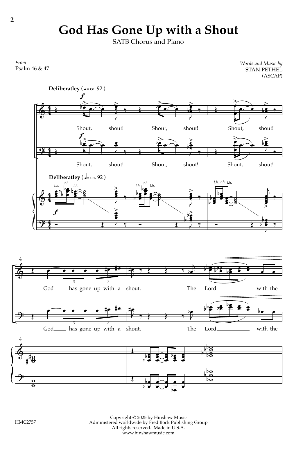 Stan Pethel God Has Gone Up With a Shout sheet music notes and chords arranged for SATB Choir