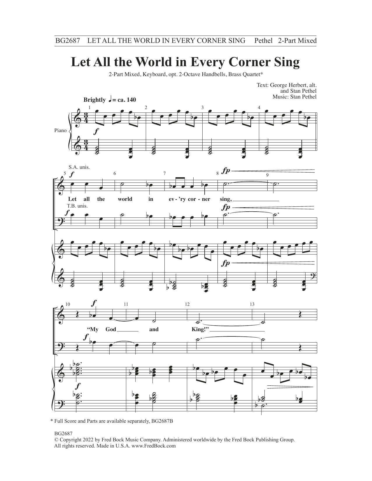 Stan Pethel Let All the World in Every Corner Sing sheet music notes and chords arranged for SATB Choir