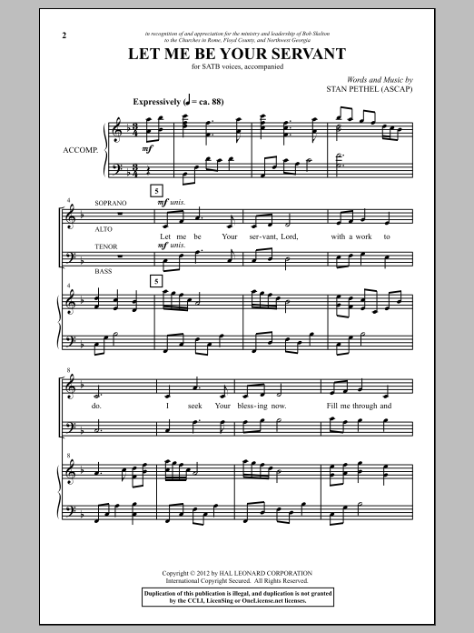 Stan Pethel Let Me Be Your Servant sheet music notes and chords arranged for SATB Choir