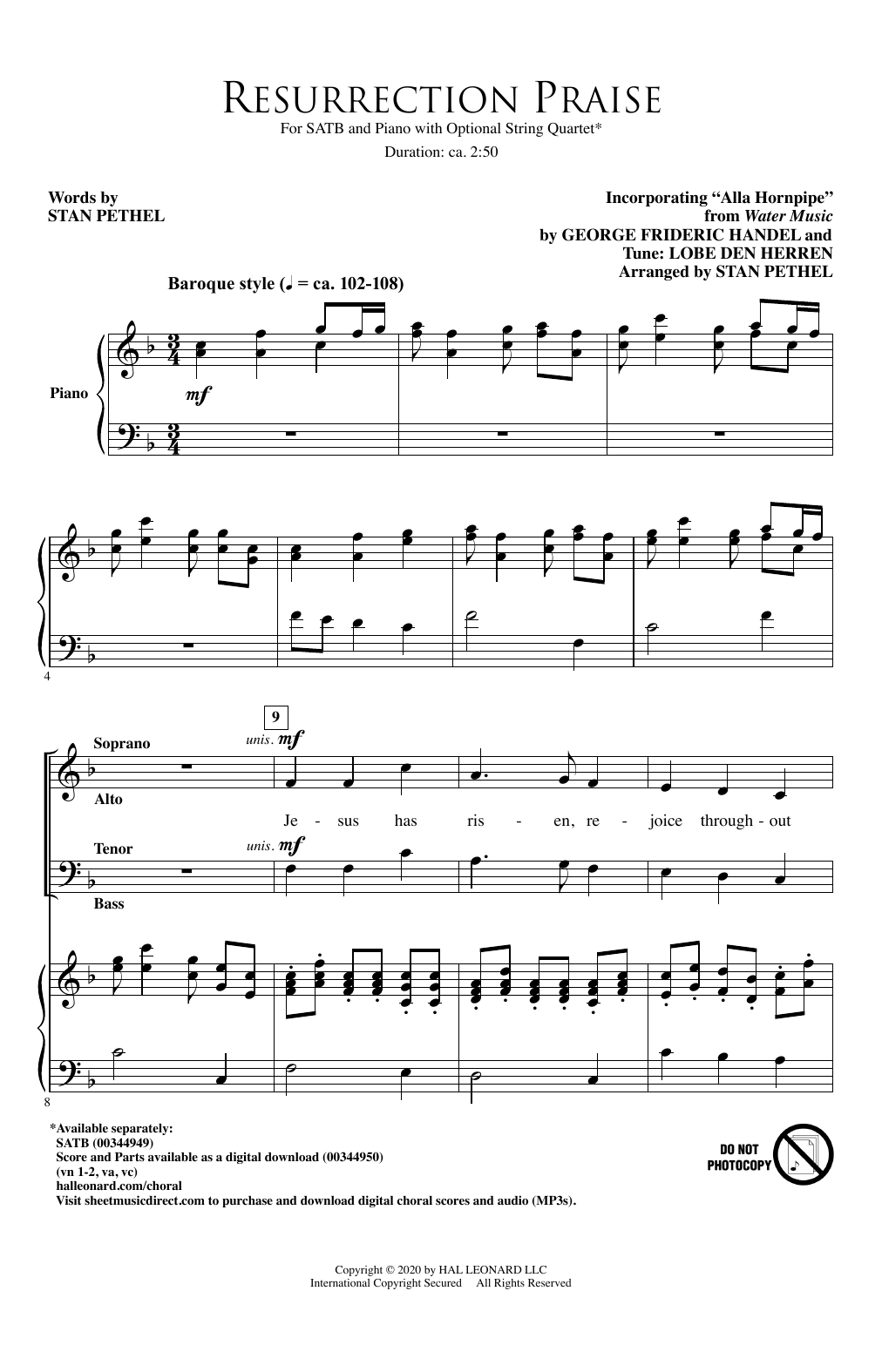 Stan Pethel Resurrection Praise sheet music notes and chords arranged for SATB Choir