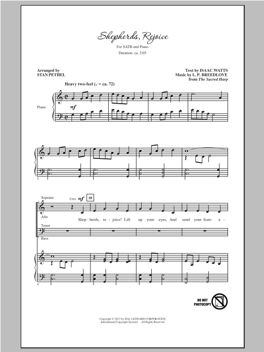 Stan Pethel Shepherds, Rejoice sheet music notes and chords arranged for SATB Choir