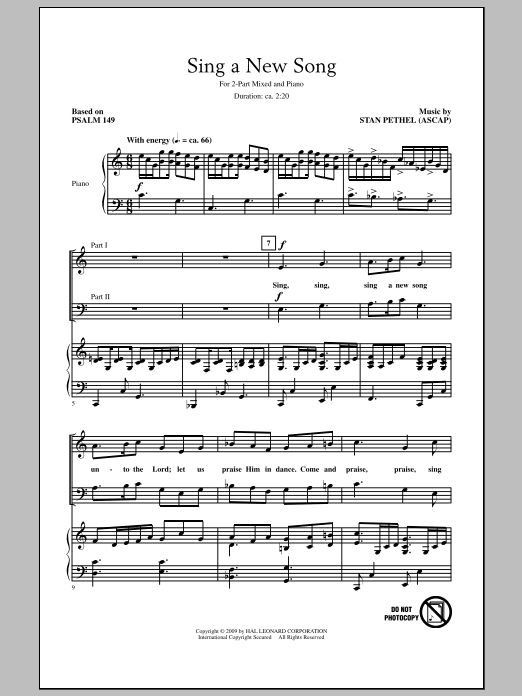 Stan Pethel Sing A New Song sheet music notes and chords arranged for 2-Part Choir