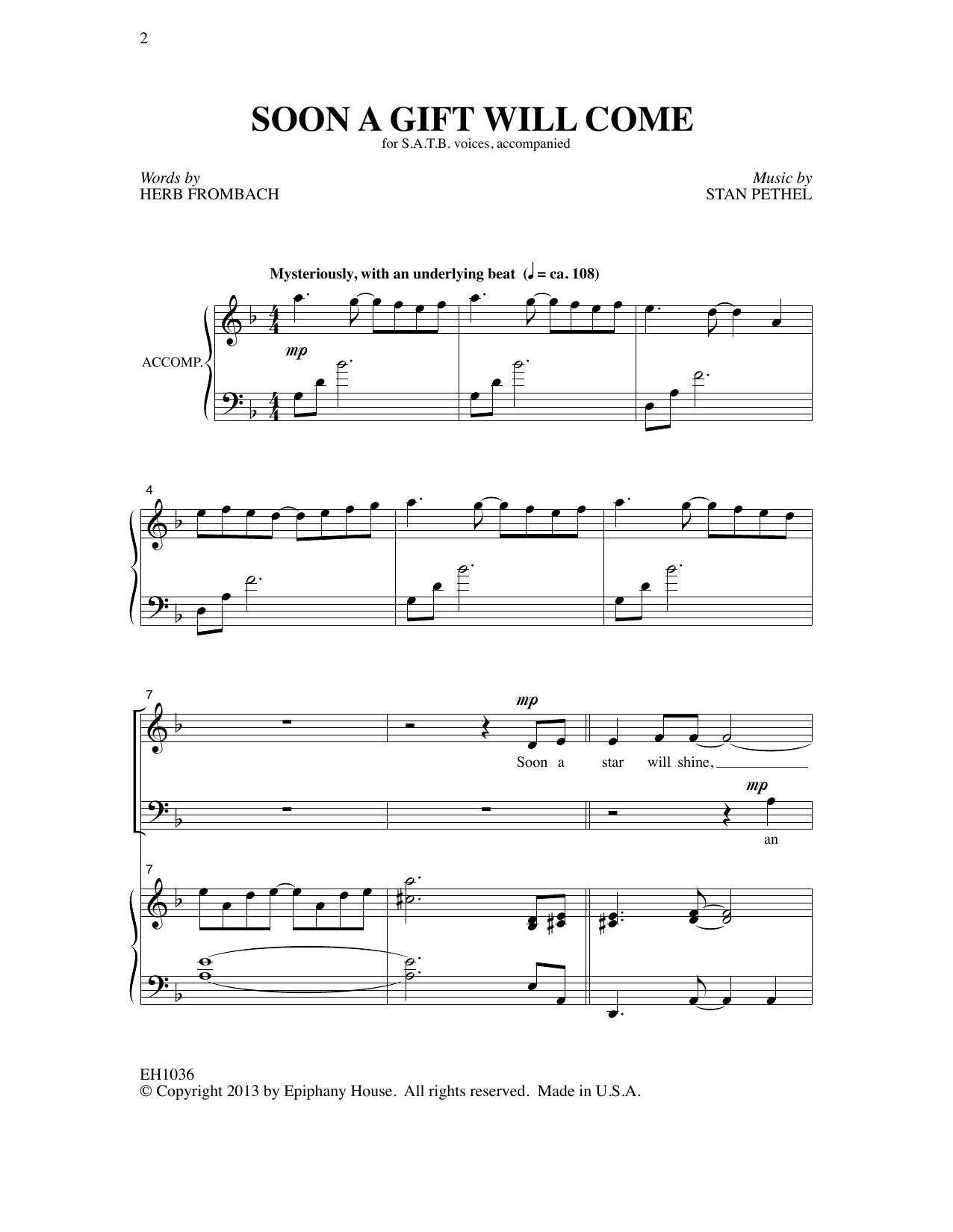 Stan Pethel Soon A Gift Will Come sheet music notes and chords arranged for SATB Choir