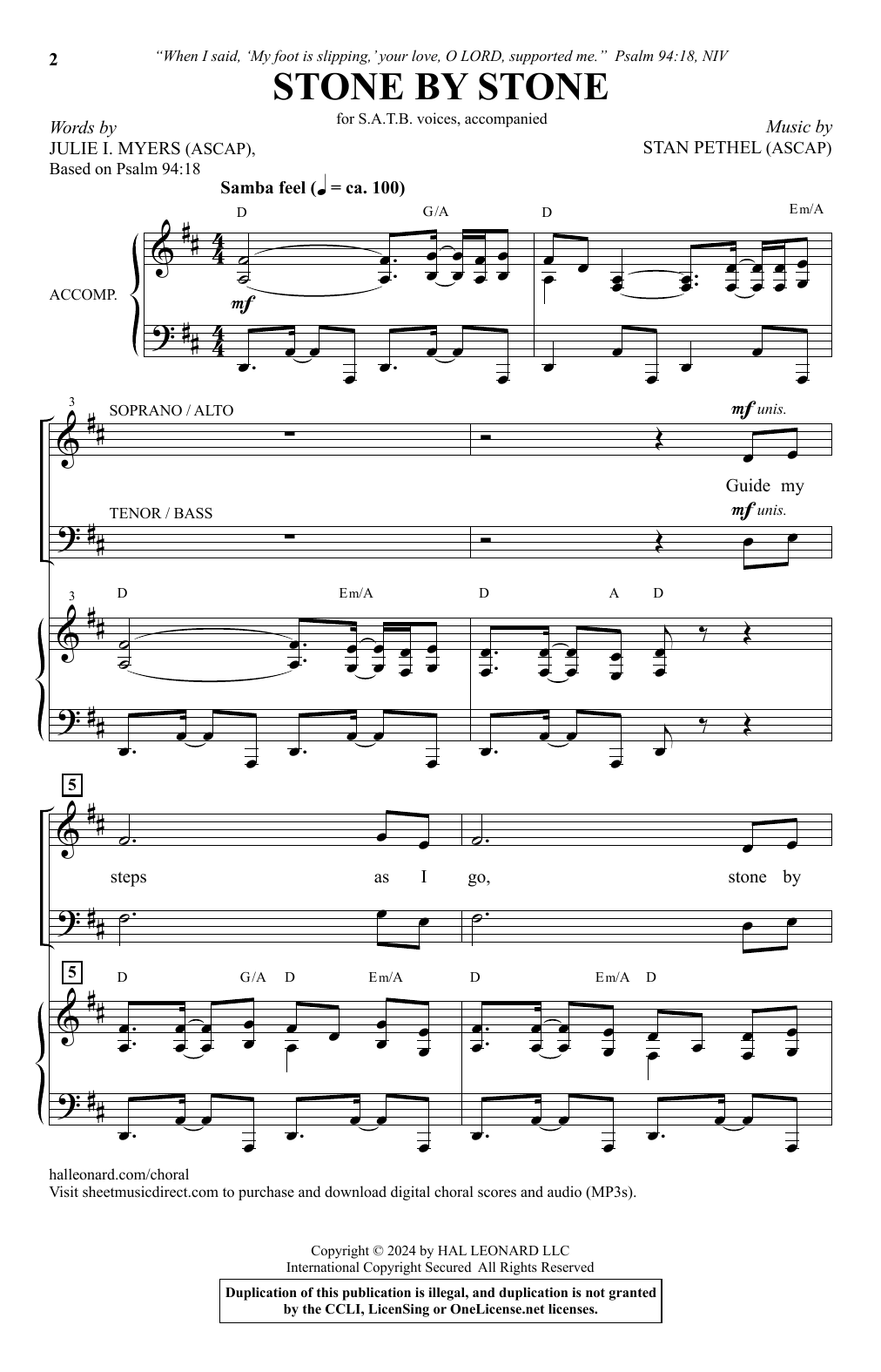 Stan Pethel Stone By Stone sheet music notes and chords arranged for SATB Choir